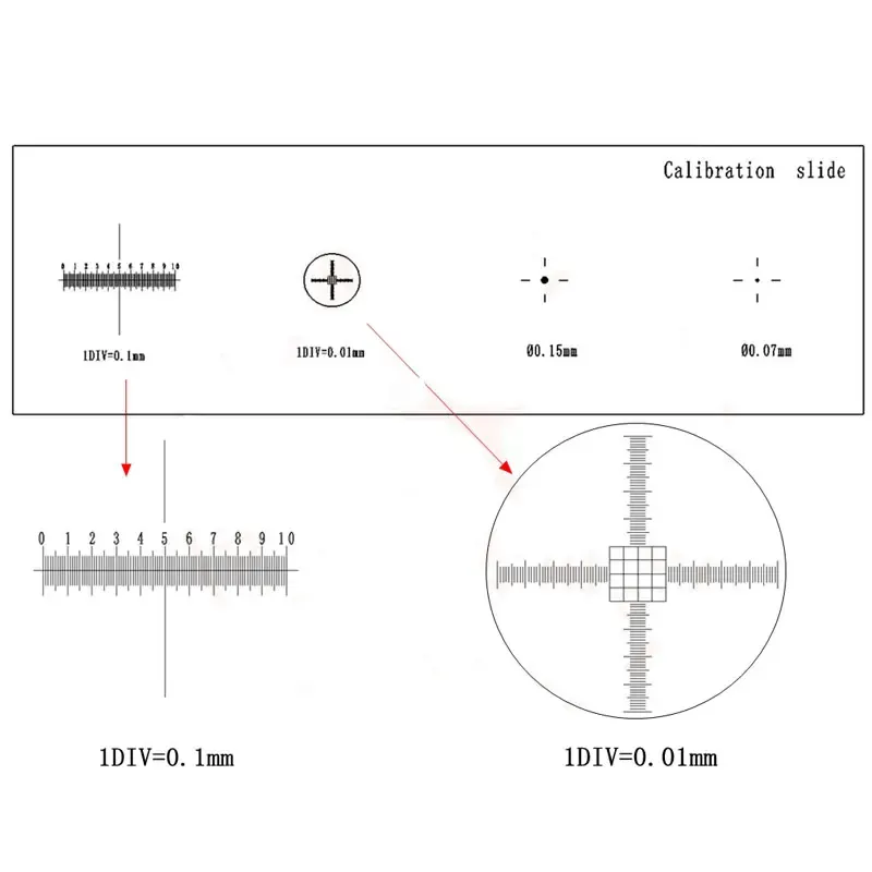 4-Scales 0.01mm Reticle Microscope Calibrating Ruler Multifunctional view 2