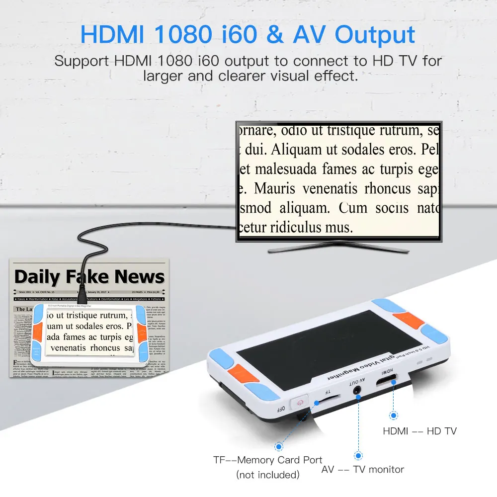 5.0 Inch 3x-48x HD LCD Screen Video Magnifier Amplifying Reading Aid view 3