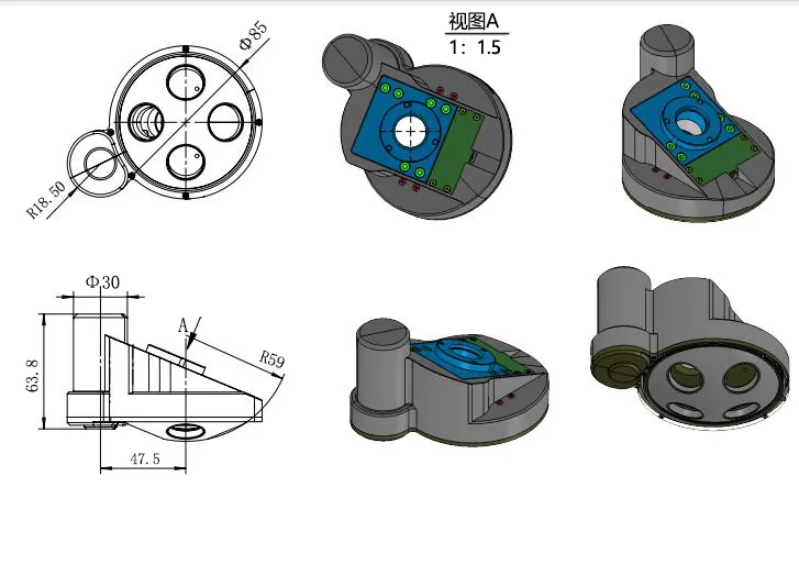 6/5/4 holes Encoded Motorized Nosepiece Motorized Nosepiece Turret view 2