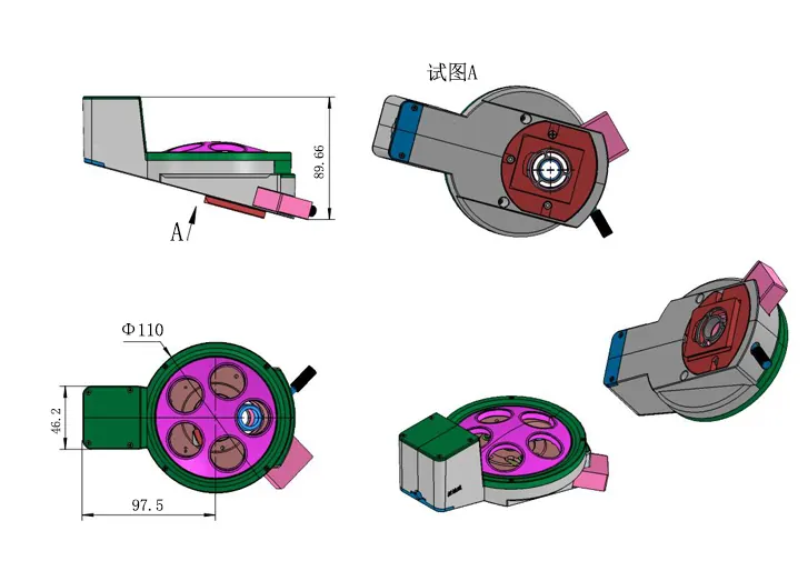 6/5/4 holes Encoded Motorized Nosepiece Motorized Nosepiece Turret view 3