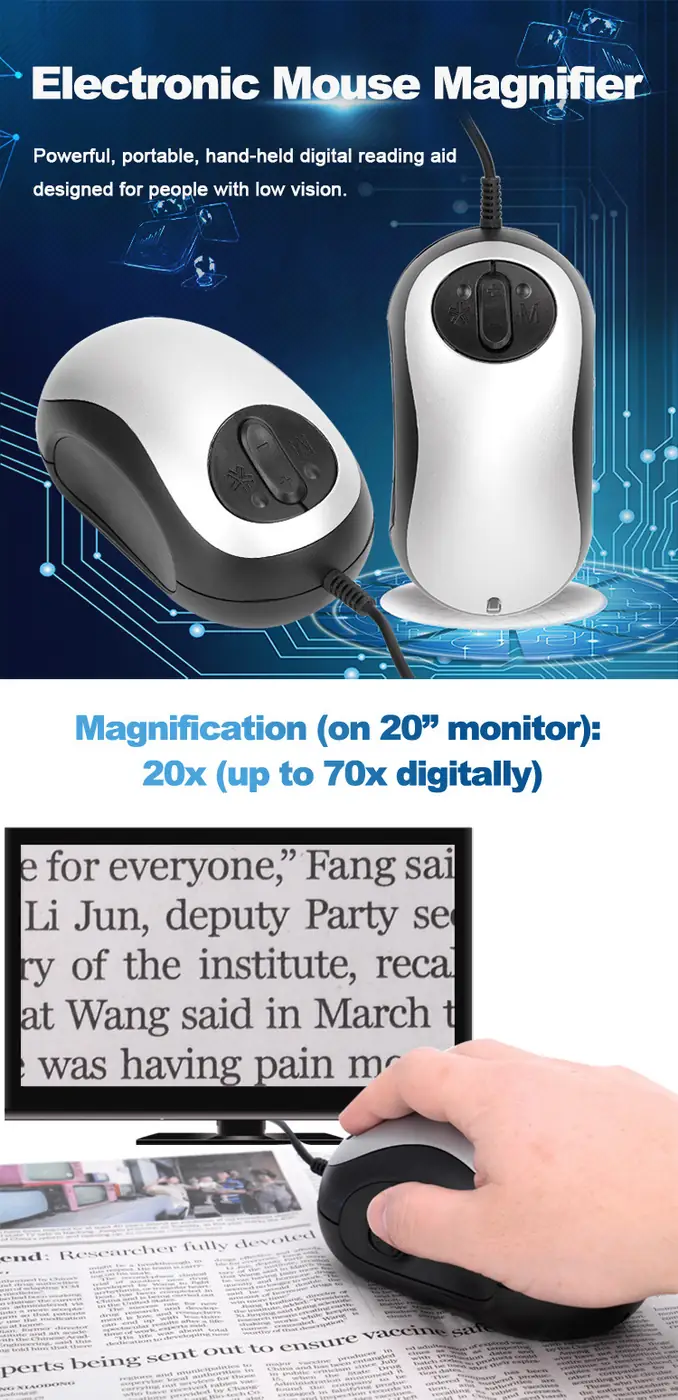 Mouse Vision Aid E-reader Magnifying Glass for Reading Newspapers view 2