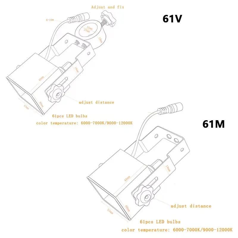 Adjustable 61 LED Microscope Side Light 25/32mm Square Lamp view 2