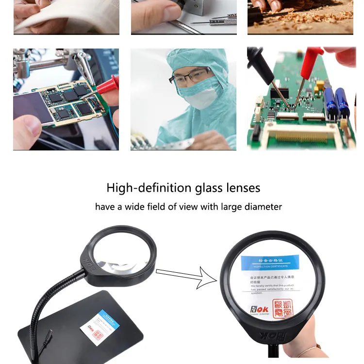 AM-32C 5X,8X,10X Magnifying Glass Desk Magnifier Lamp Loupe view 3
