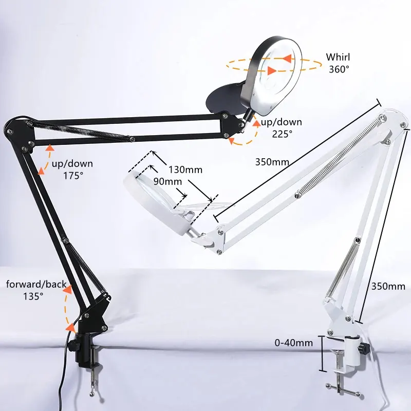 AM-43A 5X , 3X/10X or 8X/15X Magnifying Glass Magnifier with LED light view 3
