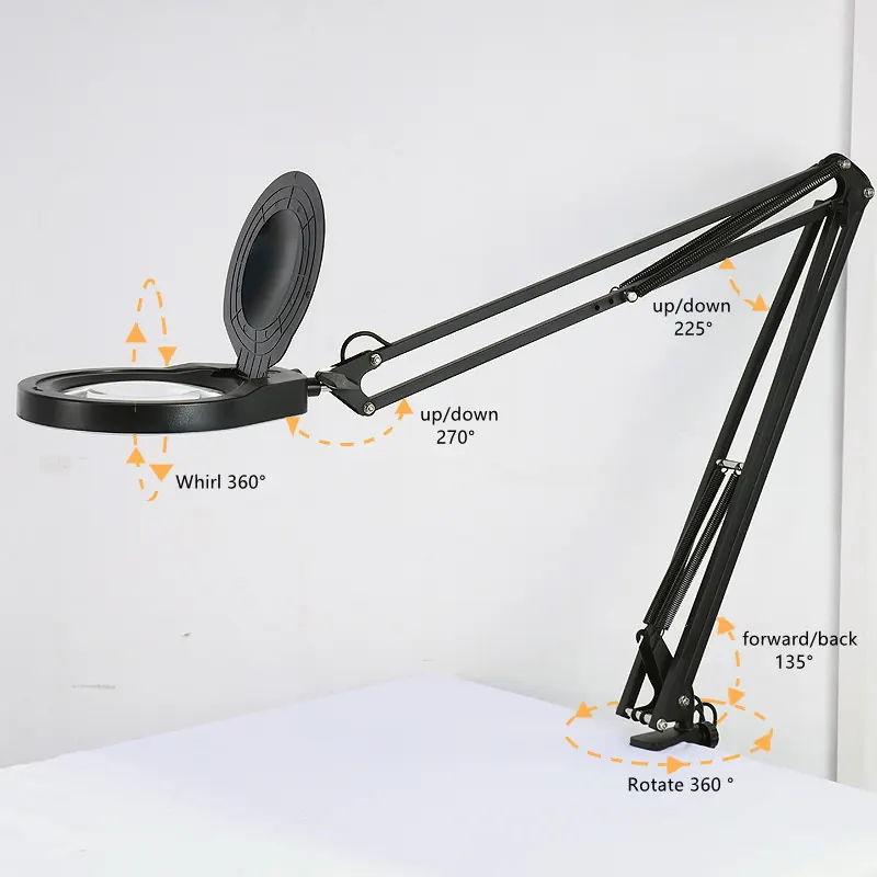 AM-44A 3X,5X,8X,10X or 10X20X Magnifying Glass Lamp Clamp Adjustable view 2