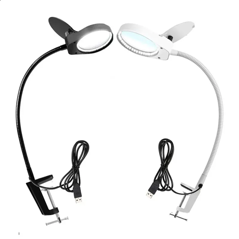AM-7S 8x15x 3x10x 5x Flexible Clamp-on Table Lamp Magnifier Glass view 2