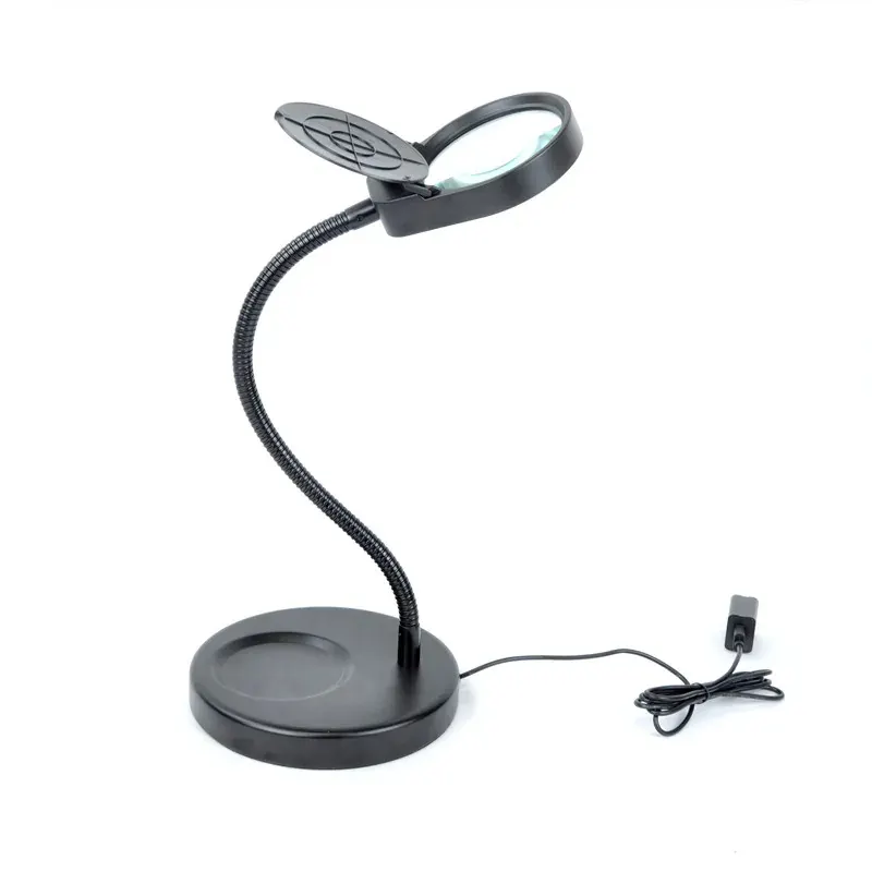 AM-8S 8x15x LED Desk Lamp Real Glass Magnifying Glass Flex Arm view 2