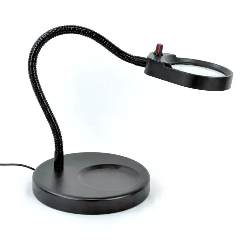 AM-8S 8x15x LED Desk Lamp Real Glass Magnifying Glass Flex Arm