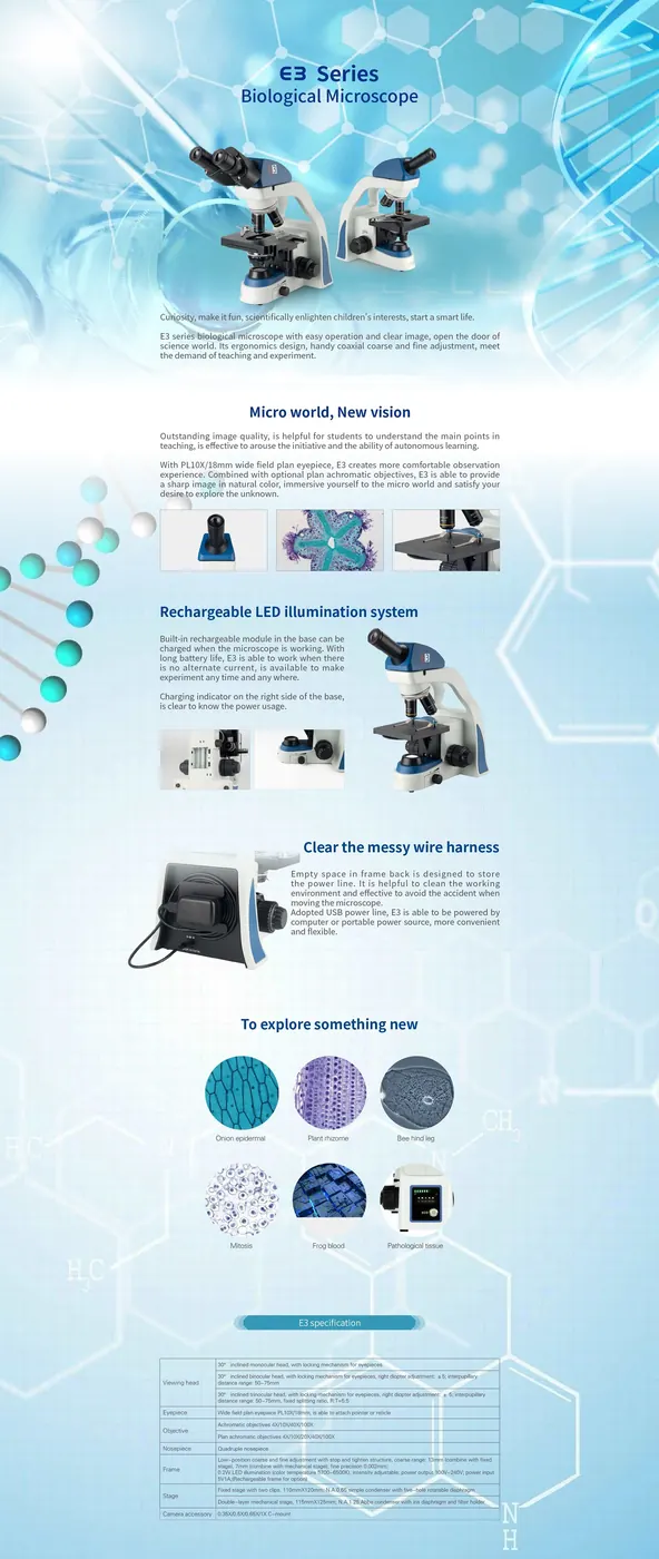 E3 Laboratory Medical Biological Microscope view 2