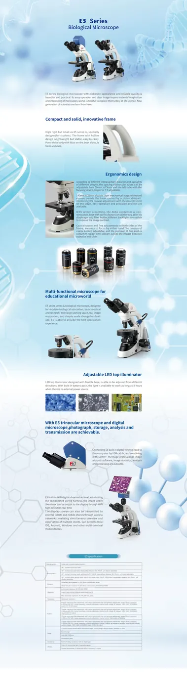 E5 Teaching Medical Biological Microscope view 2