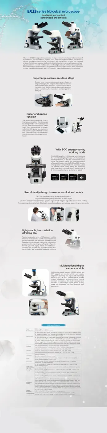 EX33 Teaching Medical Biological Microscope view 2