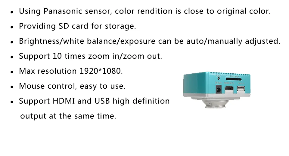HDMI USB Industrial Microscope Camera Panasonic 1/3″ AM3609 view 2