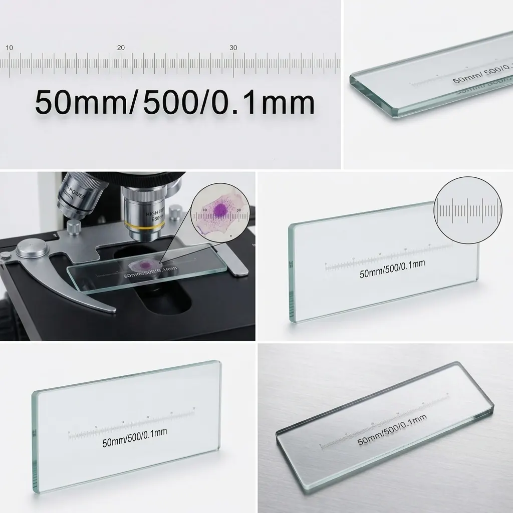 Microscope Calibration Slide 50mm 0.1mm DIV Glass Stage Micrometer view 2