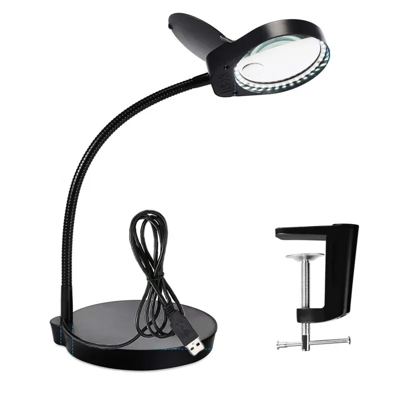 AM-4S 3X10X 5X LED Magnifier Adjustable Magnifying Glass
