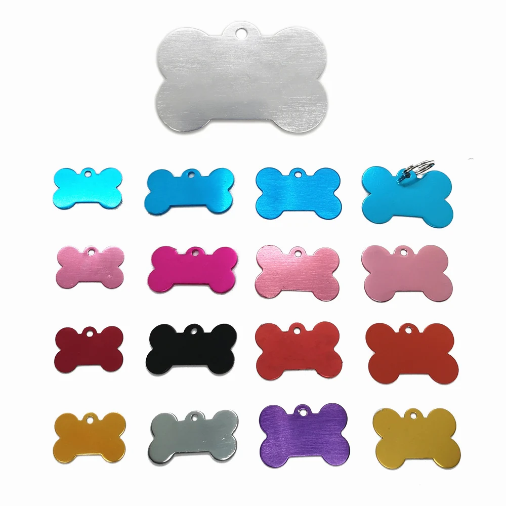 Anodised aluminium bone shape dog ID tags in colours