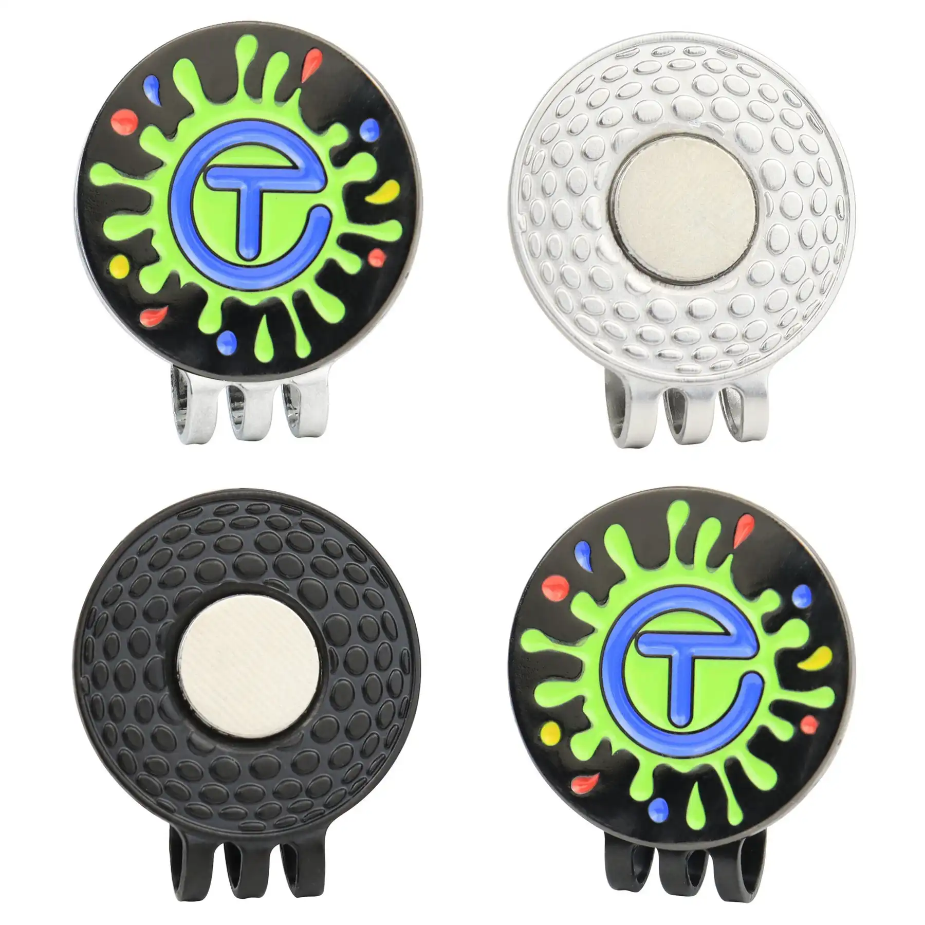 Blank silver hat clip and ball marker separated