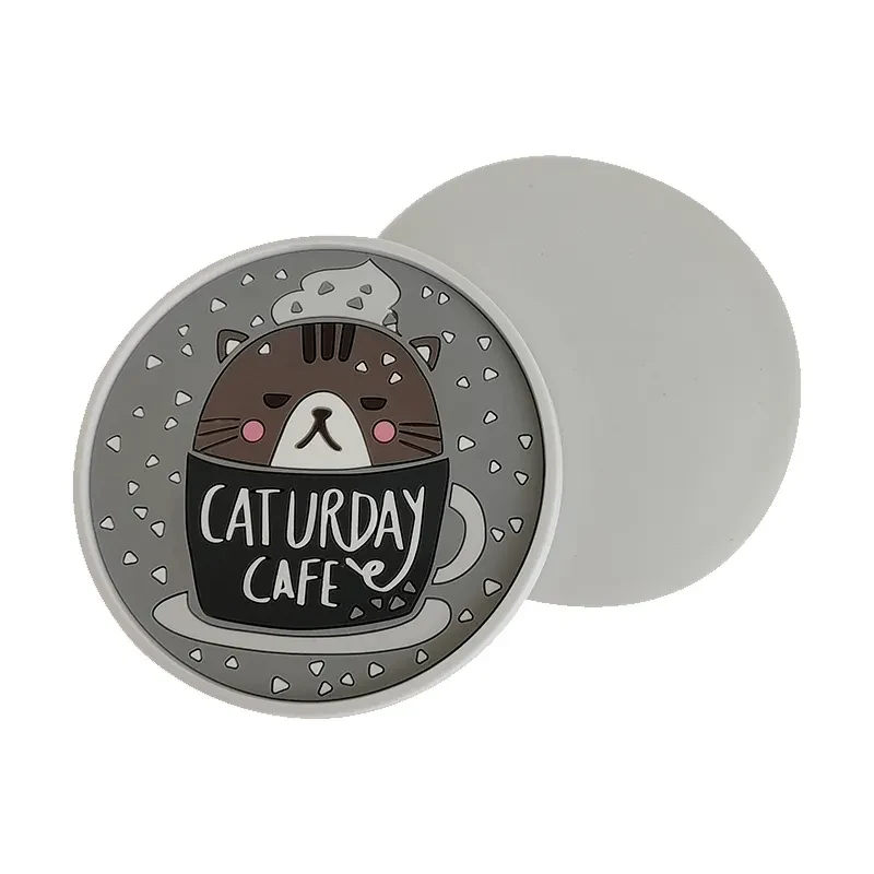 Cat shaped moulded soft PVC cup coaster