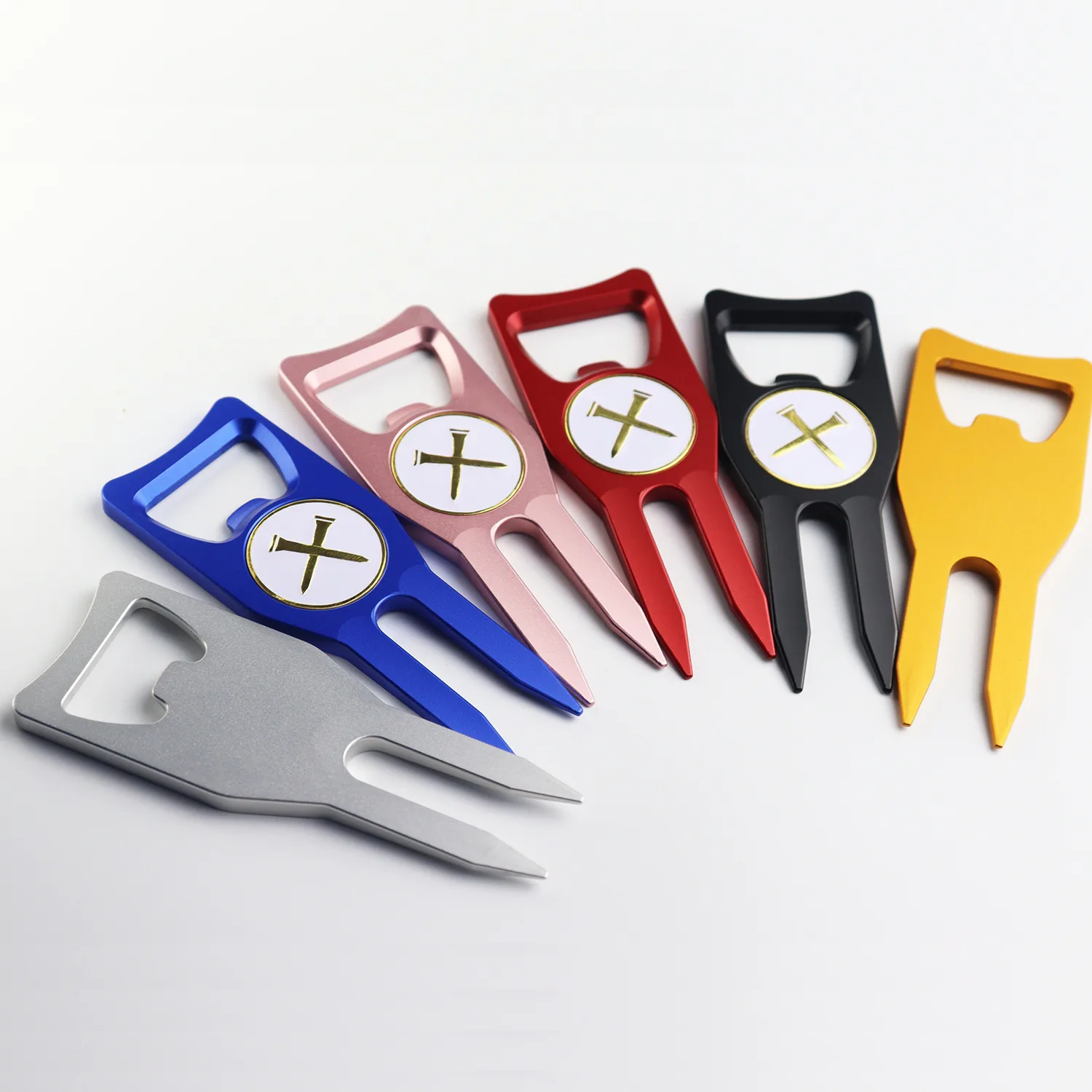 Anodised aluminium divot tools in several colours