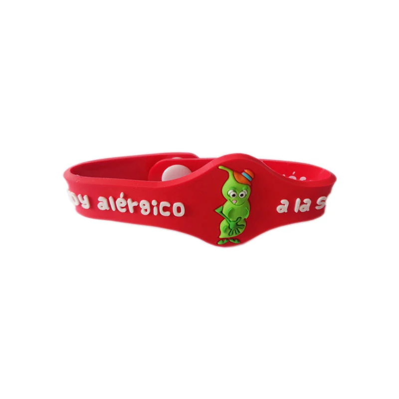 Custom kids medical allergy PVC bracelets