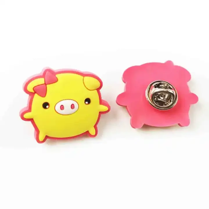 Cute pig shaped 3D soft PVC pin badge