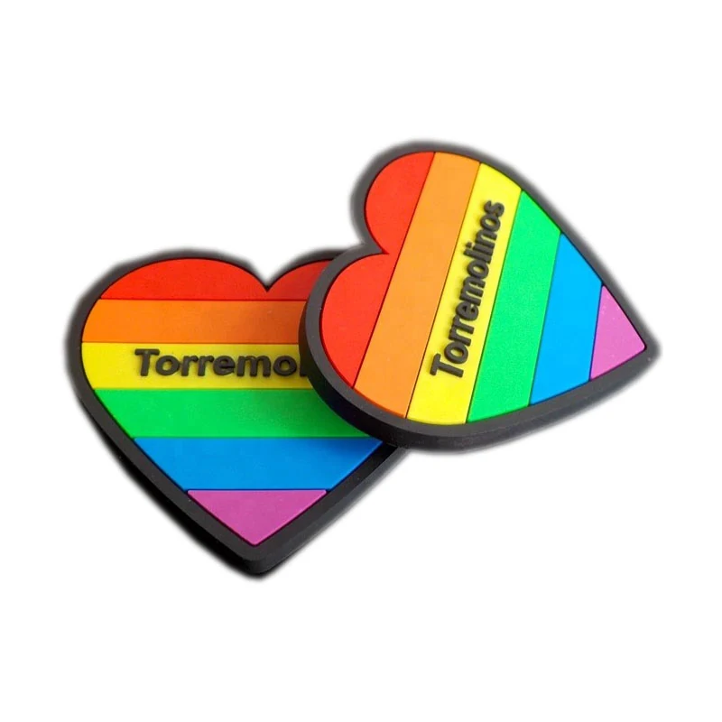 Rainbow striped soft PVC heart fridge magnet