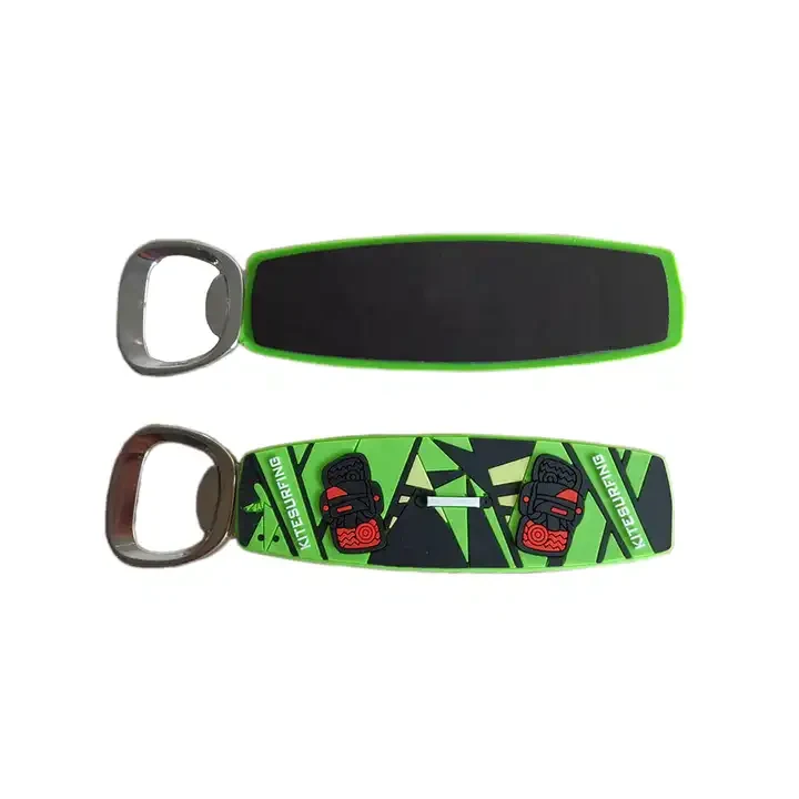 Soft PVC bottle opener fridge magnet with steel insert