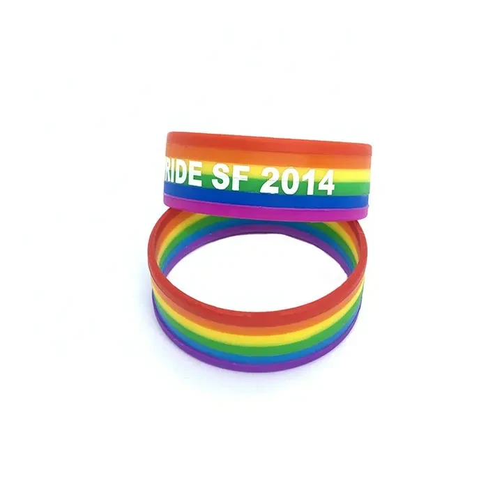Rainbow silicone bracelet with moulded colour segments