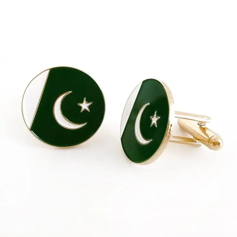 Round enamel metal cufflinks with swivel bar fittings