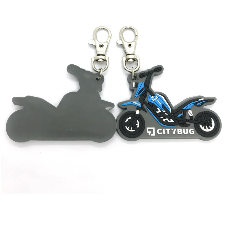 Rubber PVC motorbike key tag moulded to shape