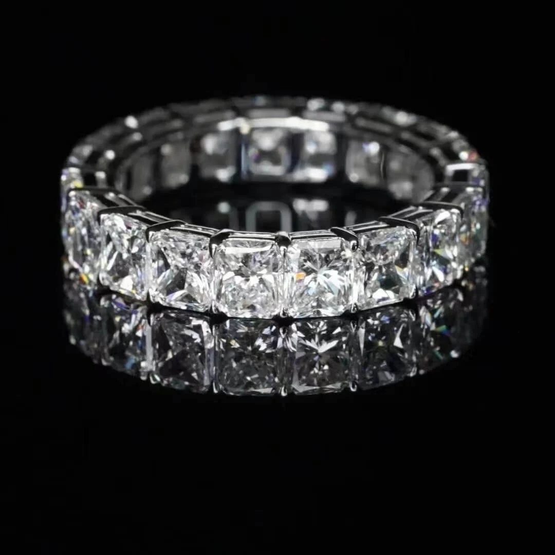 5.7ct Radiant Cut Diamond Eternity Band made by BH Jewelry in Shenzhen