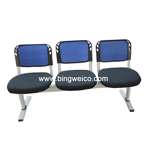 Three-seat beam waiting chair, foam seats on steel tube beam, 44 cm