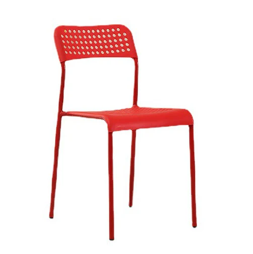 Moulded plastic dining chair on steel legs