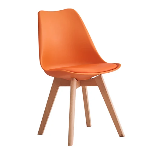 Modern plastic dining chair, contemporary shell on slim legs