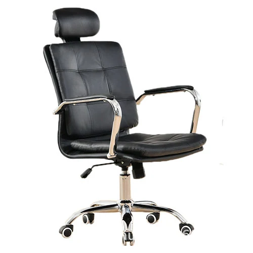 BW3508 leather swivel chair with neck pillow and channelled back