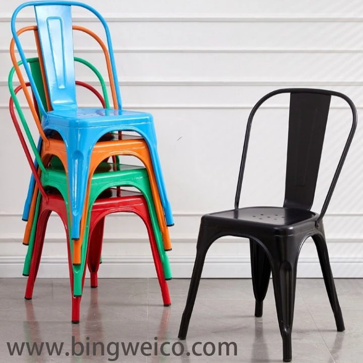 Metal stacking restaurant chair for high-volume venues