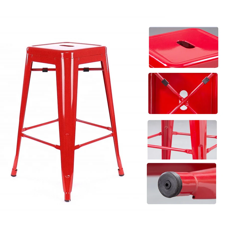 Stackable metal Tolix-style stool for terraces, bars and canteens - view 2