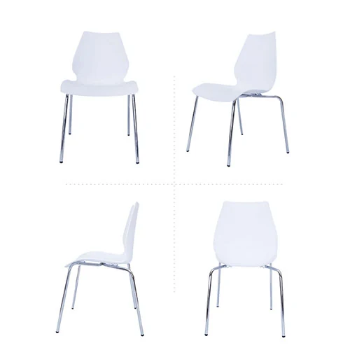 PP seat dining chair on chromed steel tube legs, 44 cm seat height - view 2