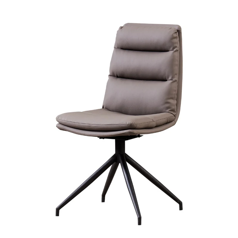Modern swivel dining chair with PU leather surface and chromed base, 52 cm - view 2