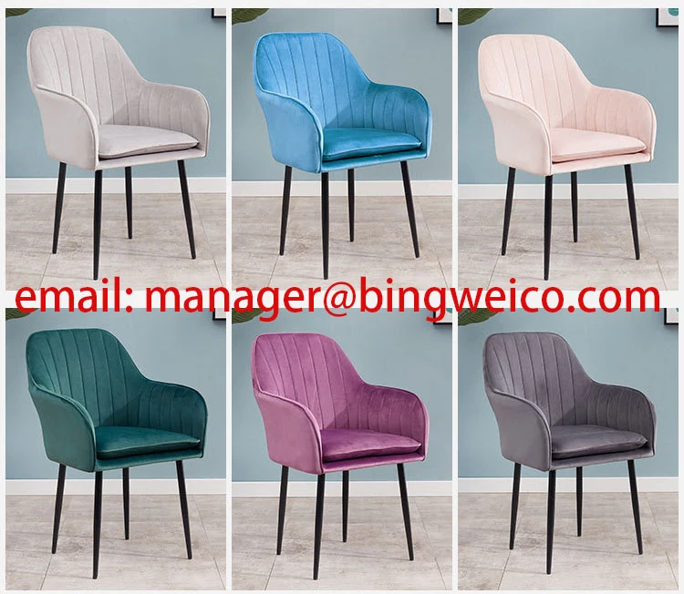 Nordic velvet armchair with high-density foam and painted metal legs - view 2