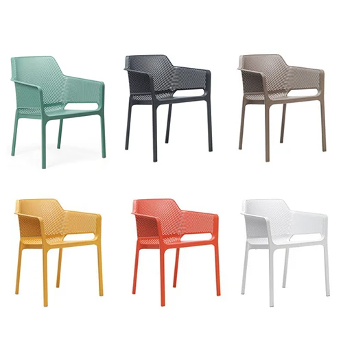 Stacking polypropylene rattan-style armchair with non-slip feet - view 2