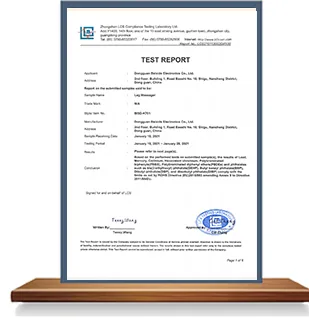 CE test report held by Dongguan Beiside Electronics Co., Ltd
