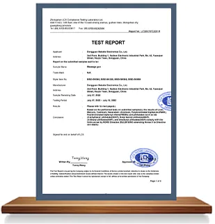 RoHS test report held by Dongguan Beiside Electronics Co., Ltd