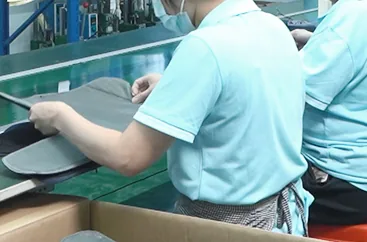Final assembly of a fabric wrap product on the line
