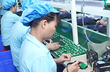 Control board soldering station before boards go into a housing