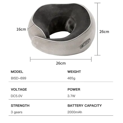 Human-like Finger Kneading Electric Travel Pillow Cordless Electric Neck Massager U-shaped Pillow detail view 2