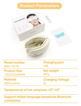 Adjustable Air Pressure Relaxing Therapy Wireless Vibrating Rechargeable Care Home Foldable Kneading Heating Smart Eye Massager detail view 4