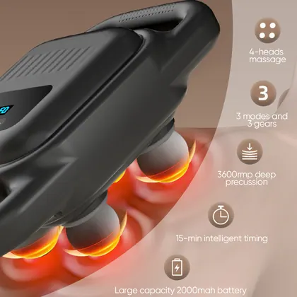 4-heads Handheld Body Back Massager,Portable Electric Deep Tissue Muscle Gun Massage detail view 4