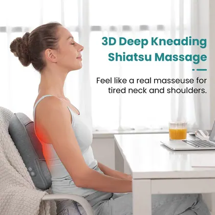 Memory Foam And Lumbar Support Shiatsu Japanese Relaxation Car Travel Massage Head Neck Body Back Pillow Neck With Heat Massager detail view 2