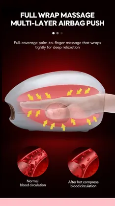 Oem Odm Electric Rechargeable Cordless Portable Shiatsu Air Compression Finger Hot Compress Hand Massager Machine detail view 13