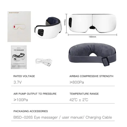 Wholesale High Quality Foldable Eye Massager Portable Vibration Heat Air Pressure Electric Smart Eye Massager Instrument detail view 7